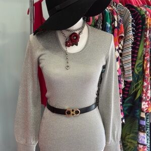 Deadstock vintage 50s silver sweater metallic